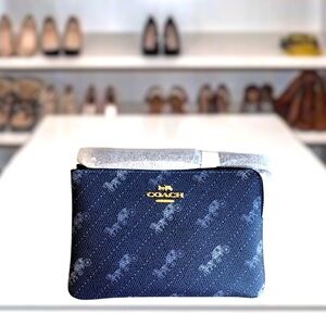 New Coach (Denim) Blue Horse & Carriage wristlet new in package
